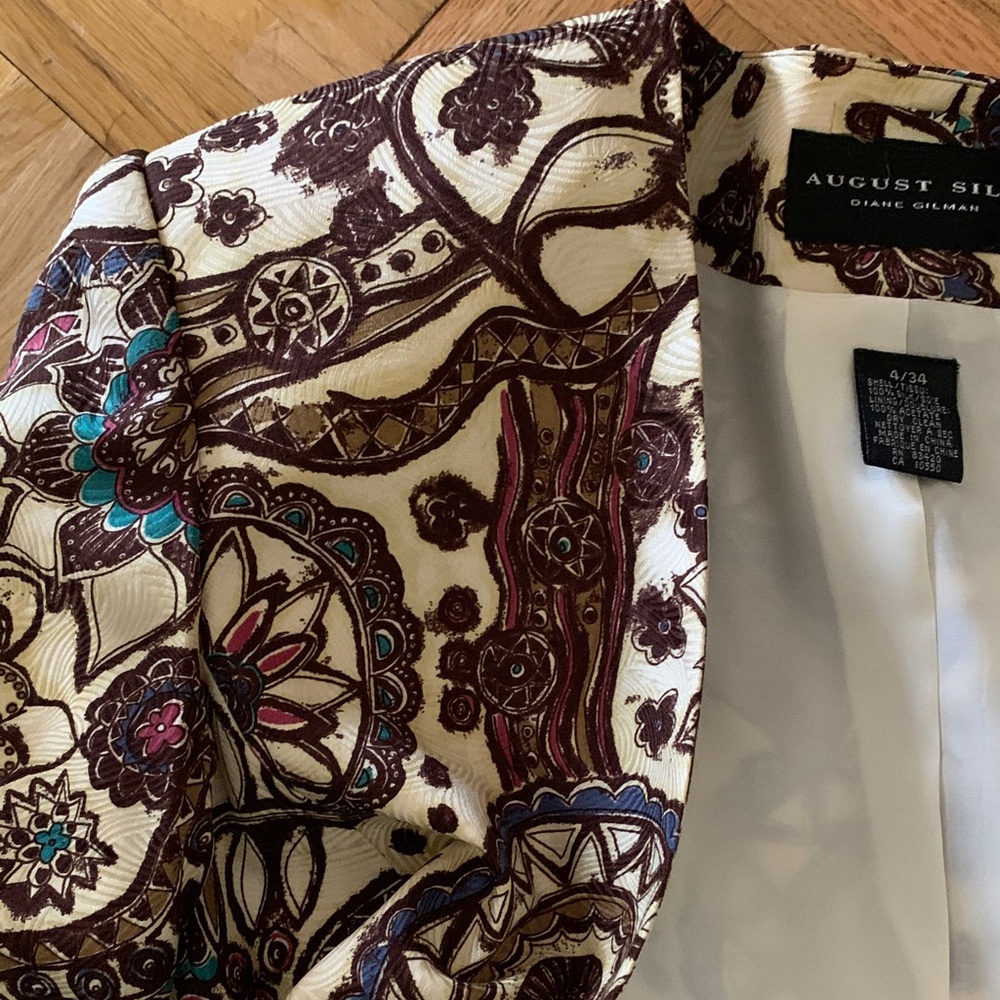 Diane Gilman Silk Floral Blazer Women’s Size 4 - & Anne Klein Olive Skirt - Picture 10 of 14